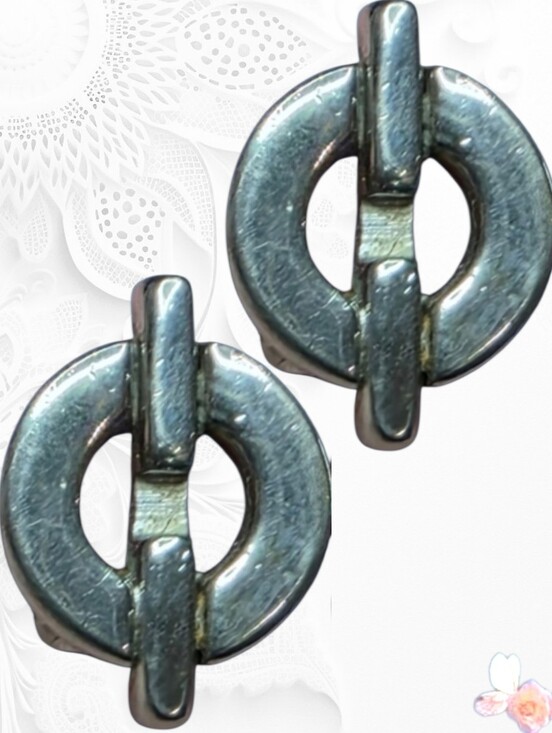 Jewelry - Vintage Modernist Circle Clip On Earrings Silver Tone 885
